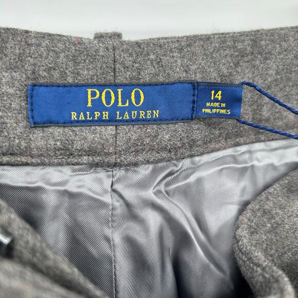 New Polo Ralph Lauren Wool Blend Trouser Pants Gray Tie Waist Womens Size 14 - Picture 6 of 11